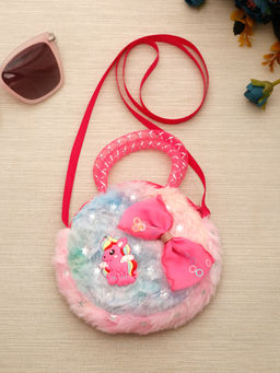 Stol'N - Unicorn & Bow Embellished Kids Sling Bag - Pink (2-6 Years)