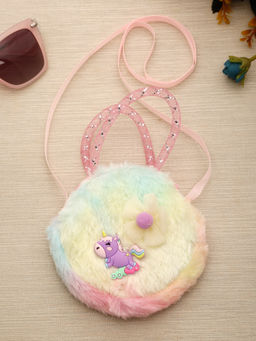 Stol'N - Floral, Unicorn Embellished Kids Sling Bag - Pink (2-6 Years)