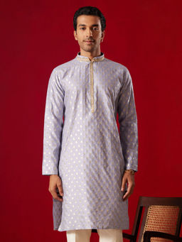 Vastramay - Mens Grey Silk Blend Kurta