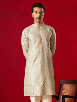 Vastramay - Mens Beige Silk Blend Kurta