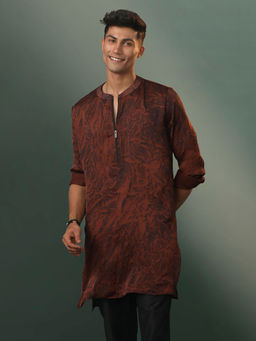 Vastramay - Mens Coffee Cotton Blend Kurta