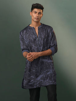 Vastramay - Mens Grey Cotton Blend Kurta