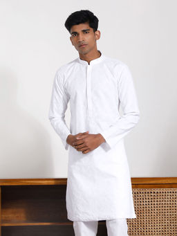 Vastramay - Mens White Cotton Kurta