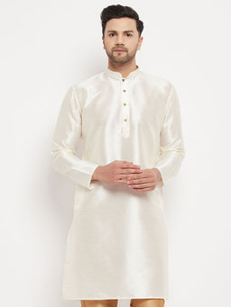 Vastramay - Mens White Silk Blend Kurta