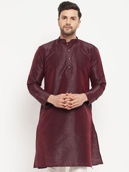 Vastramay - Mens Maroon Silk Blend Kurta