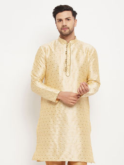 Vastramay - Mens Gold Silk Blend Kurta