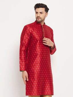 Vastramay - Mens Maroon Silk Blend Kurta
