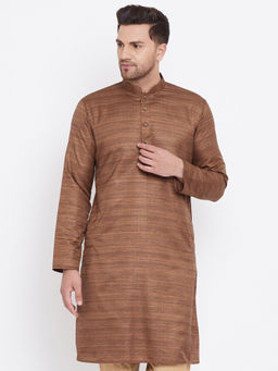Vastramay - Mens Coffee Brown Silk Blend Kurta