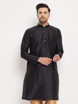 Vastramay - Mens Black Silk Blend Kurta