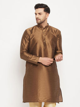 Vastramay - Mens Brown Silk Blend Kurta