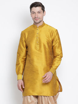 Vastramay - Mens Yellow Silk Blend Kurta