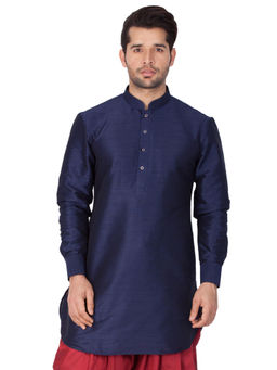 Vastramay - Mens Blue Silk Blend Kurta