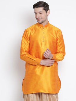 Vastramay - Mens Orange Silk Blend Kurta