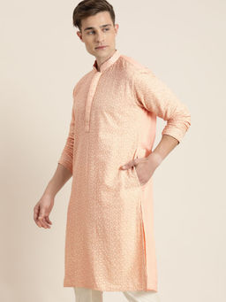 Vastramay - Mens Peach Georgette Kurta