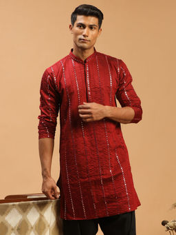 Vastramay - Mens Maroon Viscose Kurta
