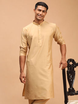 Vastramay - Mens Beige Viscose Kurta