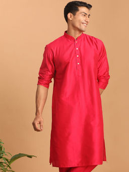 Vastramay - Mens Pink Viscose Kurta