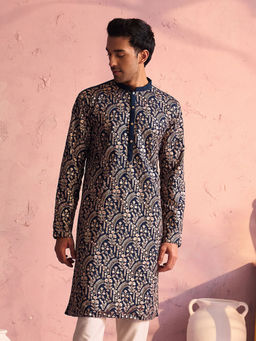 Vastramay - Mens Blue Georgette Kurta