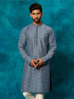 Vastramay - Mens Blue Rayon Cotton Kurta