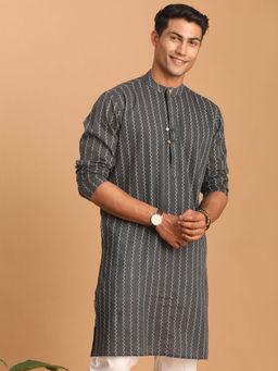 Vastramay - Mens Grey Cotton Kurta