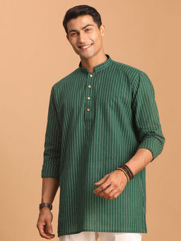 Vastramay - Mens Green Cotton Short Kurta