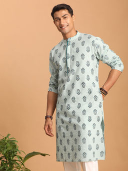 Vastramay - Mens Aqua Cotton Kurta