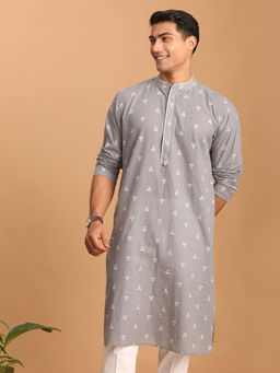 Vastramay - Mens Grey Cotton Kurta