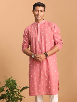Vastramay - Mens Pink Cotton Kurta