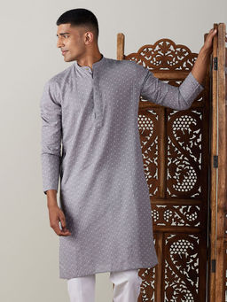 Vastramay - Mens Grey Cotton Kurta