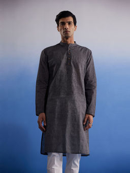 Vastramay - Mens Grey Pure Cotton Kurta