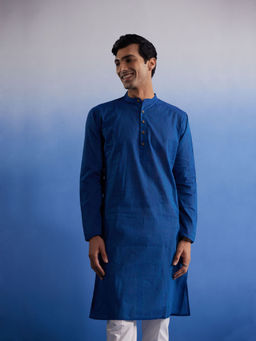 Vastramay - Mens Blue Pure Cotton Kurta