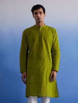 Vastramay - Mens Green Pure Cotton Kurta