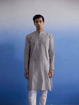 Vastramay - Mens Grey Pure Cotton Kurta