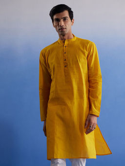 Vastramay - Mens Yellow Pure Cotton Kurta