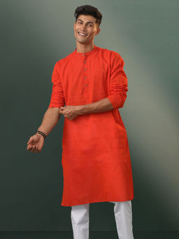 Vastramay - Mens Red Pure Cotton Kurta