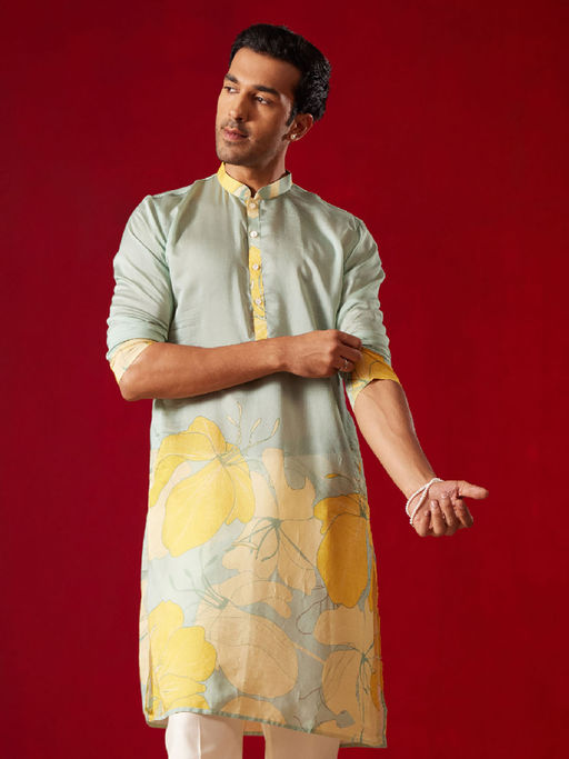 Vastramay Mens Multi Color Base Cotton blend Kurta