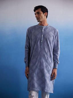 Vastramay - Mens Blue Cotton Kurta