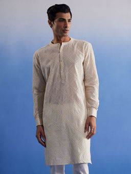 Vastramay - Mens Cream Cotton Kurta