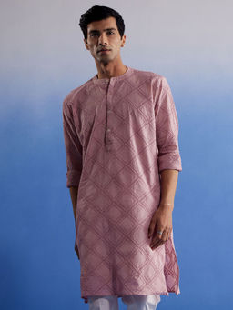 Vastramay - Mens Pink Cotton Kurta