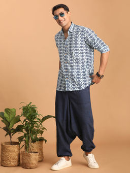 Vastramay - Mens Indigo Blue Cotton Ethnic Shirt