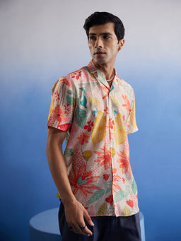 Vastramay - Mens Multi Color Base Cotton Blend Ethnic Shirt