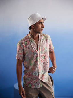 Vastramay - Mens Multi Color Base Cotton Blend Ethnic Shirt