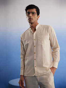Vastramay - Mens Cream Cotton Ethnic Shirt