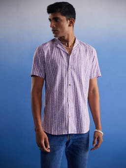 Vastramay - Mens Purple Cotton Shirt