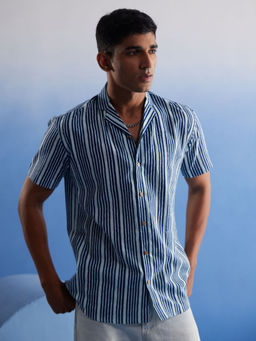 Vastramay - Mens Indigo Blue Cotton Shirt