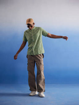 Vastramay - Mens Green Cotton Shirt