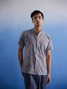 Vastramay - Mens Grey Cotton Shirt