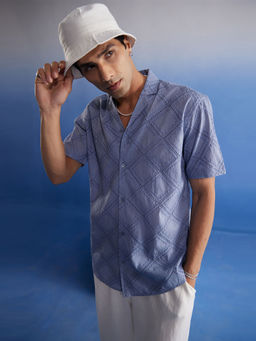 Vastramay - Mens Aqua Cotton Ethnic Shirt