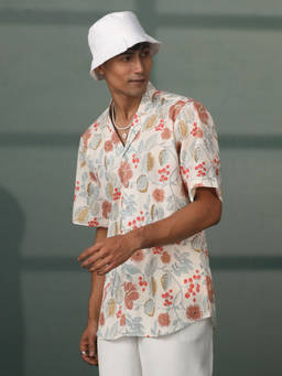 Vastramay - Mens Cream Cotton Ethnic Shirt