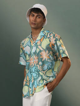 Vastramay - Mens Green Cotton Ethnic Shirt